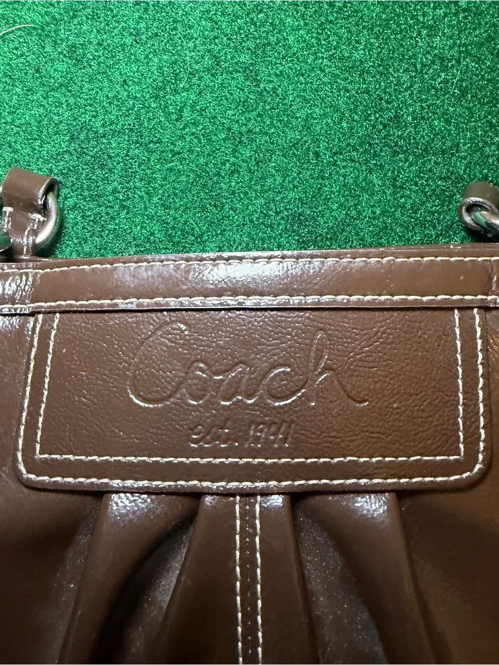 Coach Brown Leather Patent Shoulder Bag